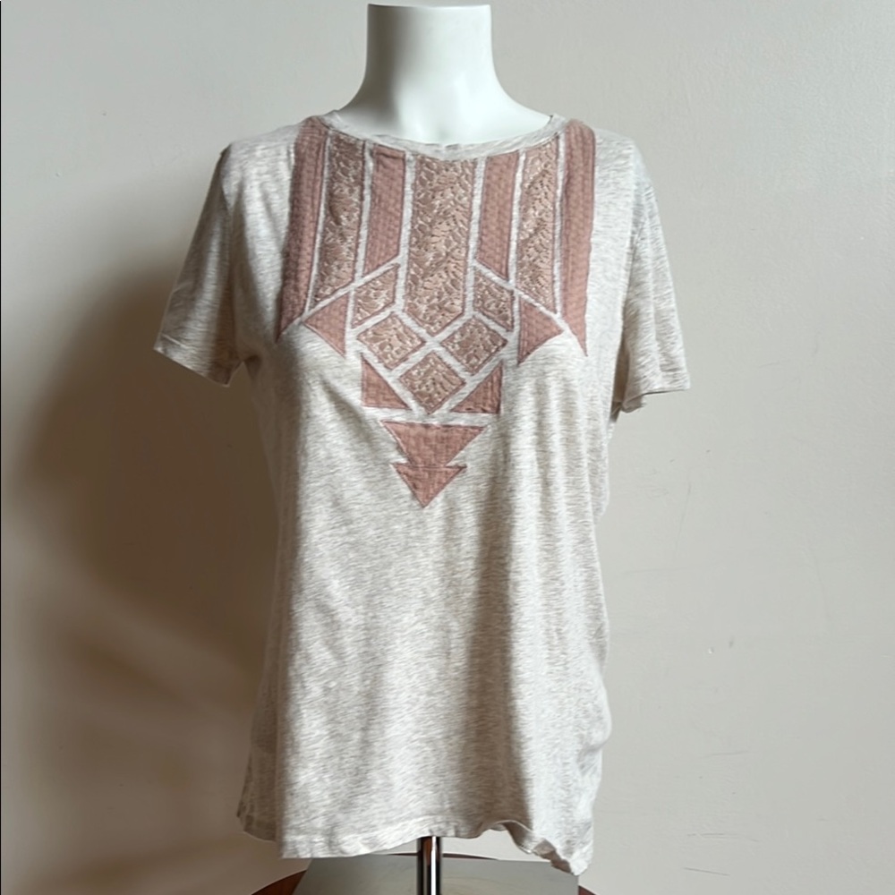 Ruff Hewn cream Tee with Crew Neck and Short Sleeves with textured design